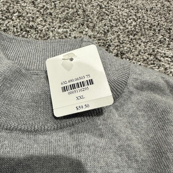 NWT Bachrach 100% Fine Merino Wool Gray Italy Long Sleeve Sweater, Size XXL - Picture 4 of 7